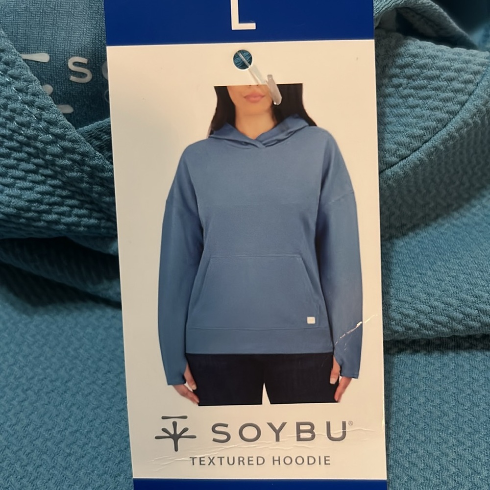 Soybu Women’s Blue Textured Hoodie M, L NWT